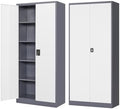 Fesbos Metal Storage Cabinet-72” Tall Steel File Cabinets with Lockable Doors and Adjustable Shelves-White&Gray Steel Storage Cabinet for Home Kitchen, Office, Garage by Fesbos