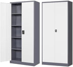 Fesbos Metal Storage Cabinet-72” Tall Steel File Cabinets with Lockable Doors and Adjustable Shelves-White&Gray Steel Storage Cabinet for Home Kitchen, Office, Garage by Fesbos