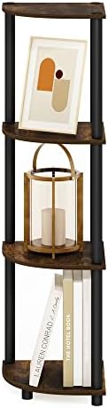 Furinno TURN-N-TUBE Corner Shelf, 4-Tier Corner Bookshelf, Display Storage Shelves with Open Shelves, for Organization and Storage, Living Room, Home Office, Garage, Amber Pine - Image 5