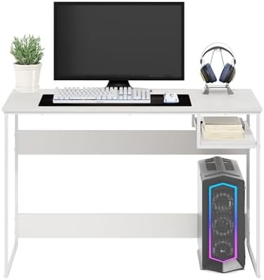 Furinno Moretti 45-Inch Wide Metal Frame Desk, Solid White - Image 4