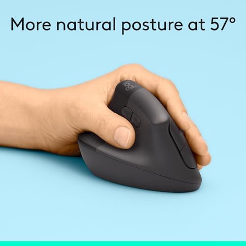 Logitech Left Handed Lift Vertical Ergonomic Wireless Mouse - Graphite - Image 3
