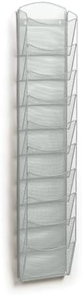 Safco Products Onyx Commercial 10 Pocket Magazine Rack 5579SL-Silver-Stainless Steel- Wall Mounted-5 lbs Capacity-Organize Magazines or Journal by SafcoProducts