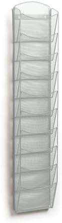 Safco Products Onyx Commercial 10 Pocket Magazine Rack 5579SL-Silver-Stainless Steel- Wall Mounted-5 lbs Capacity-Organize Magazines or Journal by SafcoProducts