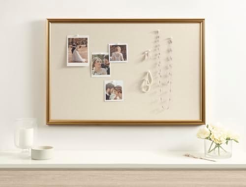 Kate and Laurel Adlynn Rectangle Framed Linen Fabric Pinboard, 24 x 36, Gold, Traditional Beveled Bulletin Board for Vintage Home Wall Organization or Aspirational Vision Board - Image 4