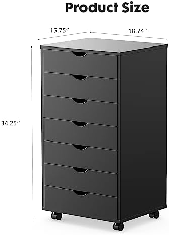 OLIXIS 7 Drawer File Cabinet on Wheels, Printer Stand - Image 2