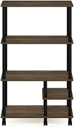 Furinno Turn-N-Tube 4-Tier Toolless Multipurpose Printer Stand Display Storage Shelf with Wheels, Columbia Walnut/Black - Image 4