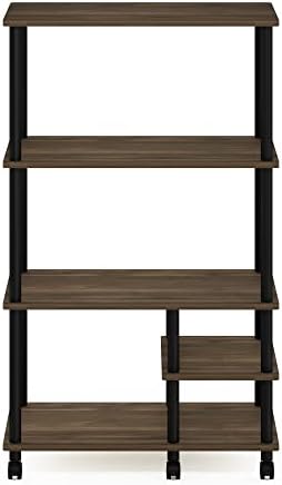 Furinno Turn-N-Tube 4-Tier Toolless Multipurpose Printer Stand Display Storage Shelf with Wheels, Columbia Walnut/Black - Image 4
