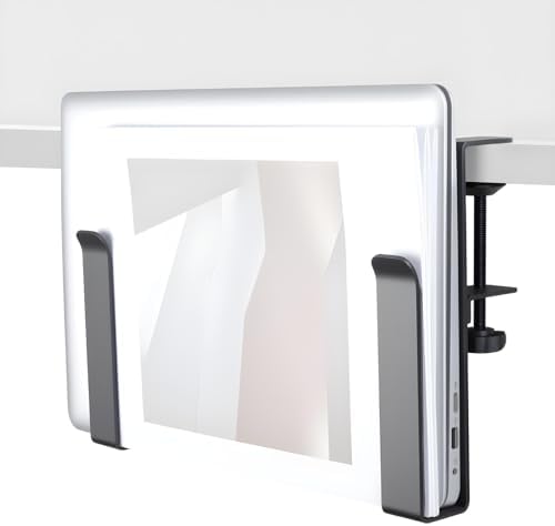 LUKETURE Adjustable Side Laptop Mount, No Drill Laptop Holder, Under Desk Storage, Clamp-On Laptops Stands, Desk Side Mount for Laptops, Mac mini, Keyboard with Anti-Scratch Silicone by LUKETURE