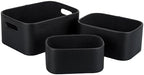 HofferRuffer Faux Leather Storage Baskets Bins with Velvet Lining for Organizing, Storage, Gifts, Set of 3 Nesting Shelf Baskets Decorative Storage Boxes for Home Organization (Black) - Image 3