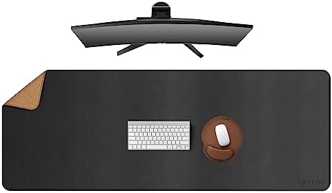 MAIDERN 51.2”x 19.6” Cork & Leather Desk Pad, Large Desk Mat (Black) by Maidern