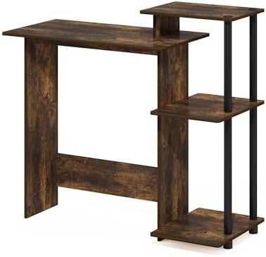 Furinno Efficient 29-Inch Rustic Brown Computer Desk with Side Shelves, Gaming Desk with 3 Open Shelves, Home Office Desk, for Home Office, Study Room, Dorm, Bedroom, Amber Oak - Image 5