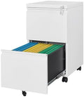 Fesbos 2 Drawers Vertical File Cabinet - Fully Assembled White Under Desk Mobile Filling Cabinet Small Lockable Home Office File Cabinets for A4/Letter/Legal Size by Fesbos