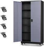 Letaya Metal Garage Storage Cabinets with Lock Door and Adjustable Shelves, Steel Tool Cabinets for Home,Office,Warehouse Organisieren (Black Grey, 74.41" H) by LetayaMetalCabinets