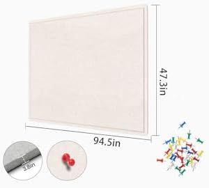 Extra Large Bulletin Board 95" x 47", Felt Pin Board, Oatmeal - Image 3