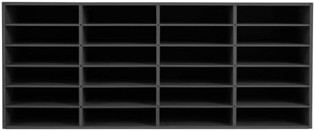 24 Slot Mail Sorter Organizer, Wood Literature Organizer Student Mailbox for Classroom, Desktop File Paper Storage Rack for Office Home School - 39.4"L×11.8”W×16.5“H (Black, 24-Compartment-A) - Image 3
