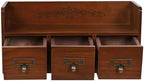 Vintage Wooden Desktop Cabinet, 3-Drawer Wood Desk Organizer, Desktop Drawer Tabletop Storage Organization Box with Label Slot - Image 4