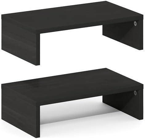 Set of 2 Stackable Separable Laptop Stand for Desk, Desk Organizers and Accessories, Dual Monitor Riser, for Office Desk Accessories, Office Supplier, Monitor Stand Riser, Espresso - Image 4
