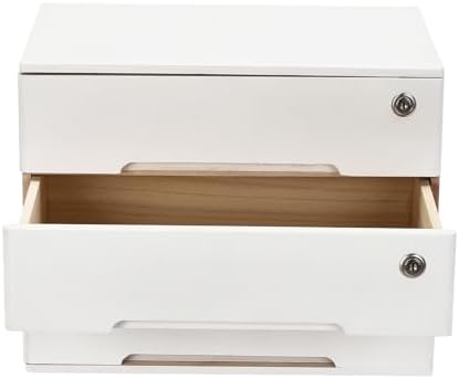 3 Drawer Wooden Desktop Storage Box with Lockable Drawers, Office Supplies Receipt File Organizer, Flat File Cabinet for Office - Image 6