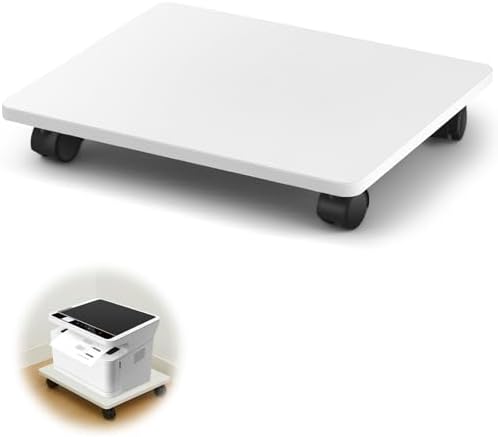 Beeveer 4 Pcs White Under Desk Printer Stand 13.8 x 11.8 x 2.4 Inches by Beeveer