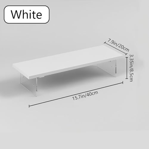 Anti-slip Monitor Stand Riser 2.16/3.34 Inch 2 Height Adjustments Clear Acrylic Stand with Clear Anti-slip Mat, Desk Accessories Screen/PC/Printer/Laptop/Mirror Riser 7.8 x 15.7 Inch (White) - Image 4