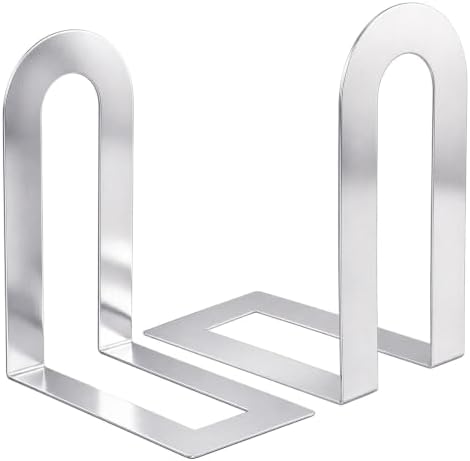 Chunful 10 Pcs Sliver Metal BookEnds Shelves, 7.5 x 5.75 x 3.5 in by Chunful