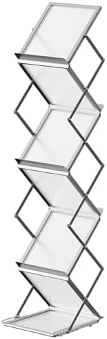 Foldable Magazine Rack, Brochure Display Stand, 3-Pack, Silver by AceShow