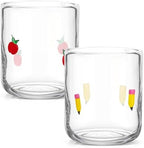 SiliFine 2 PCS Pencil & Apple Icon Juice Glasses - Image 2