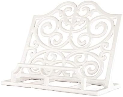 JOGREFUL Cast Iron Cookbook Stand, Kitchen Recipe Holder Scrollwork White by JOGREFUL