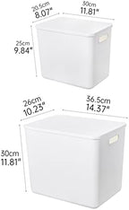 Yishyfier Plastic Storage Baskets Bins Boxes With Lids,Organizing Container White Storage Organizer Bins For Shelves Drawers Desktop Playroom Classroom Office,6-Pack(4XL+2L) - Image 2