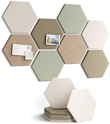 Fluxynara 8-Pack Hexagon Felt Bulletin Board Tiles, Linen Dusk by FLUXYNARA