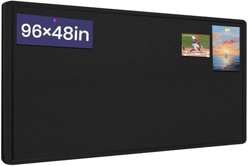 Extra Large Bulletin Board 96" x 48", Felt Pin Board, Black by Hrrtyueg
