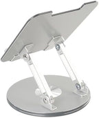 Desktop Tablet Stand with 360° Rotation & Height Adjustment – Heavy Duty Aluminum Alloy Tablet Holder for Desk, Compatible with iPad, Tablets, Laptops & Drawing Boards (4.5-14 inch, Silver) - Image 2
