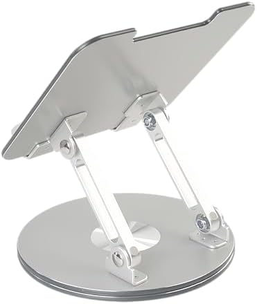 Desktop Tablet Stand with 360° Rotation & Height Adjustment – Heavy Duty Aluminum Alloy Tablet Holder for Desk, Compatible with iPad, Tablets, Laptops & Drawing Boards (4.5-14 inch, Silver) - Image 2