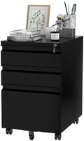 FLEXISPOT 3-Drawer Metal Mobile Filing Cabinet for Home Office - Under Desk Storage with Lock Keys - Legal/Letter/A4 File Organizer - Fully Assembled Except Wheels - Black by Unknown