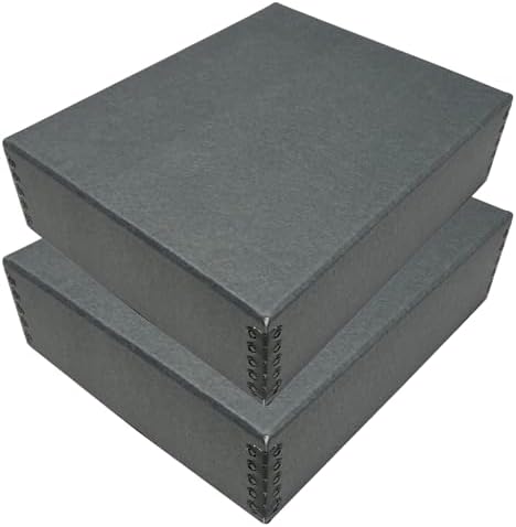 Lineco Drop Front Archival Storage Box, 8.75x10.75x3 in, Gray, 2 Pack by Lineco