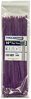 Kable Kontrol Cable Zip Ties, 14 Inch, 500 Pcs, 50lbs Test, Purple by KABLEKONTROL%C2%AE