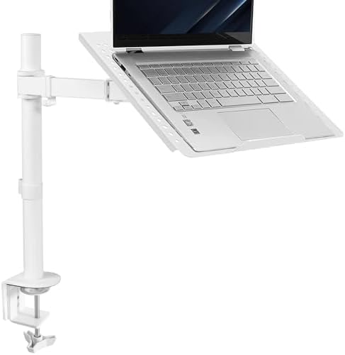 VIVO Single Laptop Notebook Desk Mount Stand, Fully Adjustable Extension with C-clamp, Fits up to 17 inch Laptops, White, STAND-V001LW by VIVO