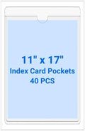 40 PCS Clear Self Adhesive Plastic Label Pockets, Top Loading Business & Library Index Card Holders, Peel and Stick Sleeves for Storage Bins, Totes, Binders and Drawers (11 x 17 Inch) by Kvatr-X