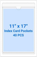 40 PCS Clear Self Adhesive Plastic Label Pockets, Top Loading Business & Library Index Card Holders, Peel and Stick Sleeves for Storage Bins, Totes, Binders and Drawers (11 x 17 Inch) by Kvatr-X