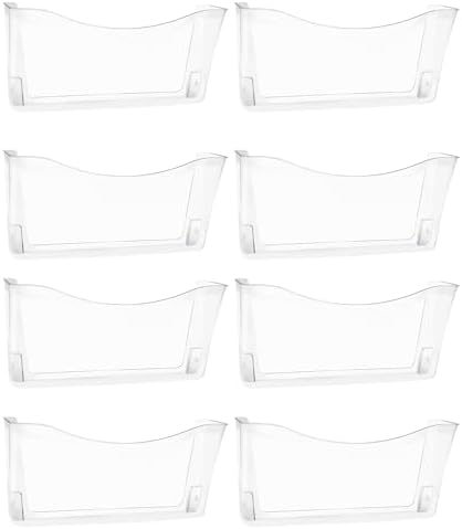 EASEPRES 8 Pack Clear Single Pocket Hanging File Organizer, Plastic Wall Mount Paper Mails Magazines Holder, Mounted Folder Bins for Office, School and Home, 13.85x3.14x6.88 inches by EASEPRES