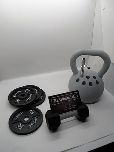 Gym Themed Desk Accessories – Dumbbell Business Card Holder, Kettlebell Pen Holder, and 4 Weight Coasters barbell. perfect for Gym office by Unknown