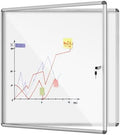 Mifuro 38"x38" Enclosed Bulletin Board, Lockable Weather-Resistant Aluminum Noticeboard for School & Office, Silver Frame w/Magentic Whiteboard by MifuroOfficeProduct
