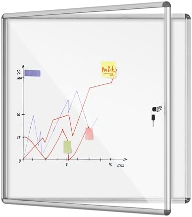Mifuro 38"x38" Enclosed Bulletin Board, Lockable Weather-Resistant Aluminum Noticeboard for School & Office, Silver Frame w/Magentic Whiteboard by MifuroOfficeProduct