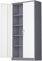 Greenvelly Metal Garage Storage Cabinet, Locking Steel Cabinet with 2 Doors and 4 Adjustable Shelves, Metal Tool Cabinets, Lockable File Cabinet for Home Office, Garage, School (Gray White) by Greenvelly