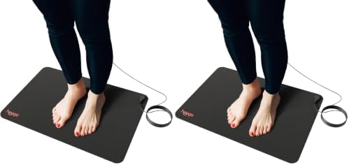 Hooga Grounding Mat for Desk, Feet & Floor – Conductive Carbon Grounding Pad with 15 Ft Cord, Non-Slip Backing, 24" x 16" Indoor Grounding Mat (Pack of 2) by Hooga