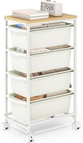 KINGBOARD Slim Rolling Cart with 4 Drawers, Metal Utility Storage Cart by KINGBOARD