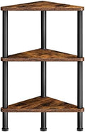HOOBRO Corner Shelf Stand, Industrial 3-Tier Corner Bookshelf with Metal Frame, Plant Display Shelf, Small Bookcase for Small Spaces, Living Room, Rustic Brown and Black BF30CJ01 by HOOBRO