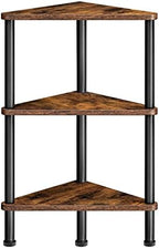 HOOBRO Corner Shelf Stand, Industrial 3-Tier Corner Bookshelf with Metal Frame, Plant Display Shelf, Small Bookcase for Small Spaces, Living Room, Rustic Brown and Black BF30CJ01 by HOOBRO