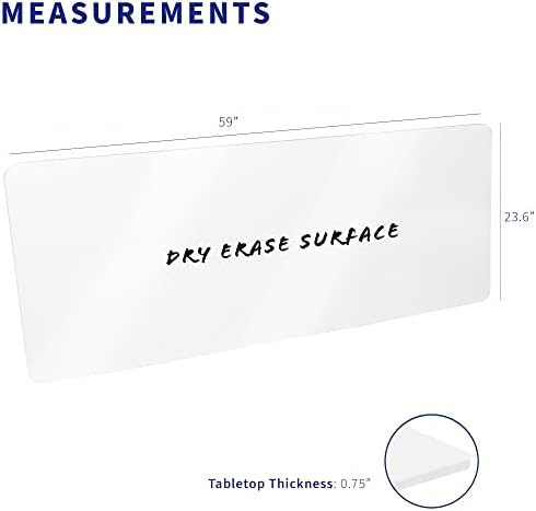 VIVO White Dry Erase 60 x 24 inch Solid Table Top, DESK-TOP6WE - Image 3