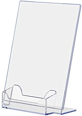 Marketing Holders 6 Pack Acrylic Sign Holder 5" x 7" with 3.5" x 2" Business Card Pocket Slant Back Side Load Clear Table Tent for Tradeshows Expos and Conventions - Image 2